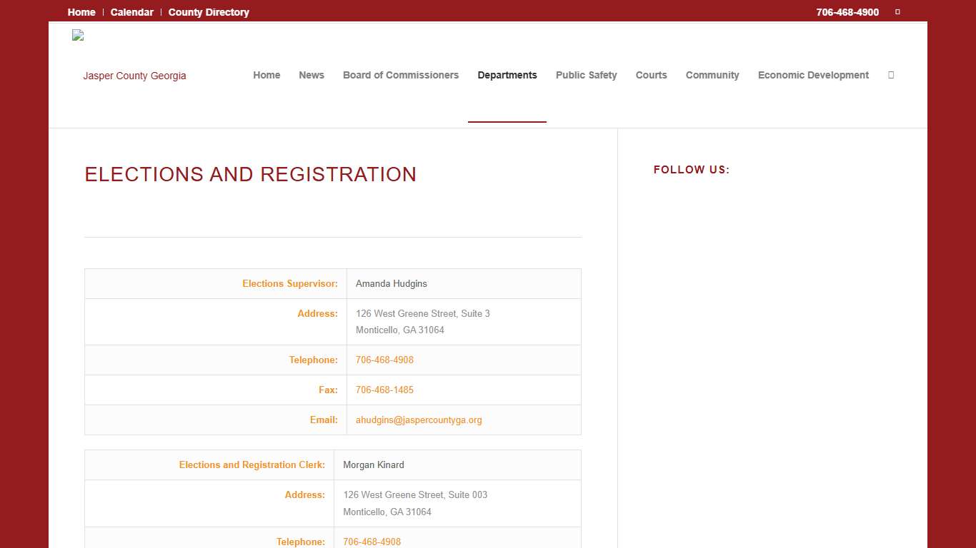 Elections and Registration Jasper County Georgia